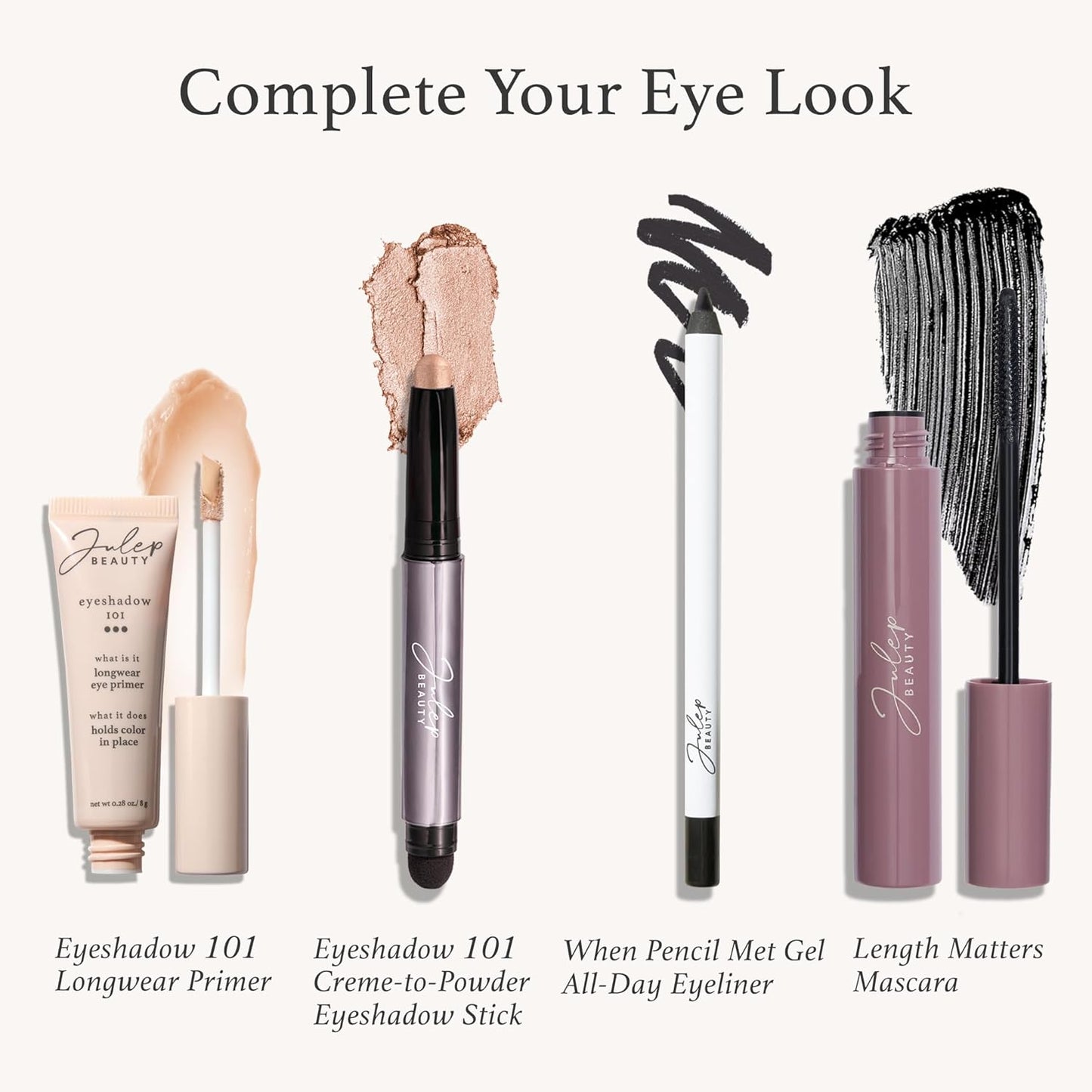 Julep Eye Shadow 101 Crème-to-Powder Waterproof Eye Shadow Stick – Champagne Glitter – Long-lasting, Wrinkle-resistant, Medium Gold – Beige Glimmer Cream Eye Shadow, Built-in Eye Shadow Brush