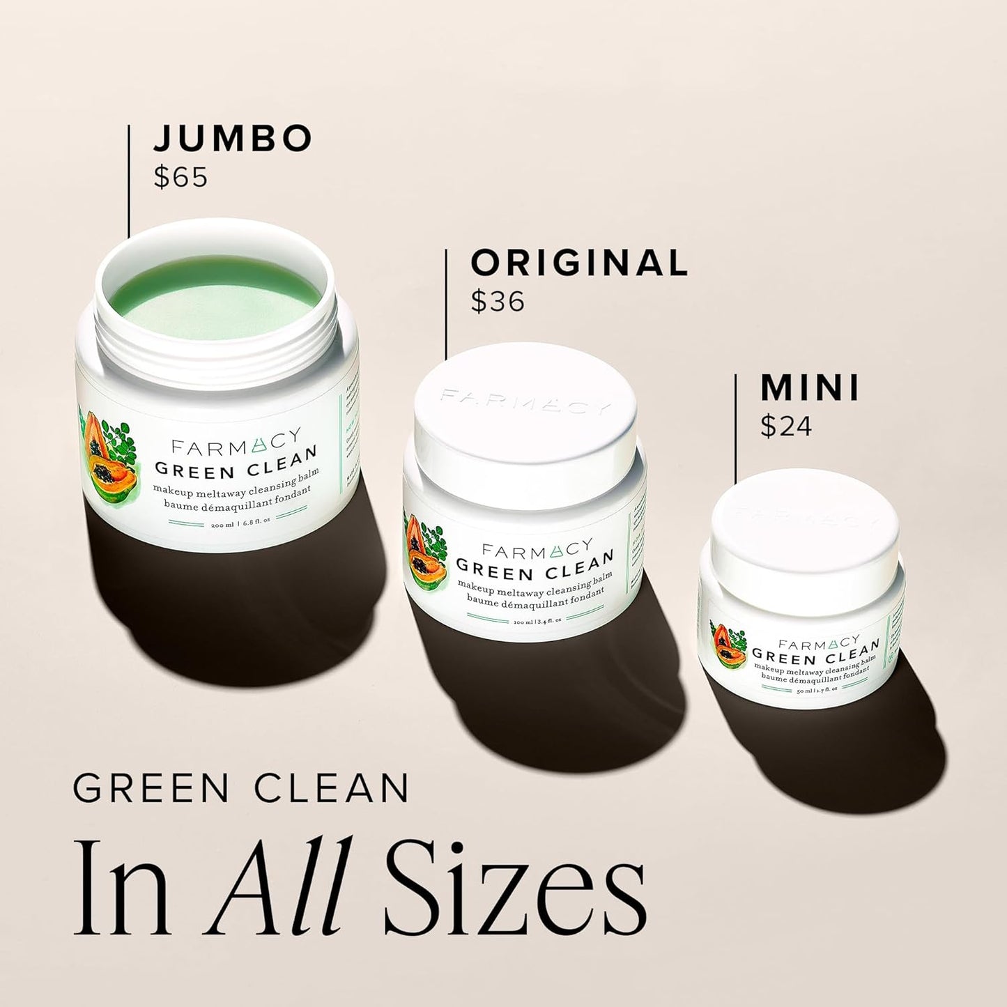 Farmacy Makeup Remover Cleansing Cream - Green Cleansing Waterproof Makeup Remover + Oil-Based Cleanser - Gentle Exfoliating Double Cleanser - Melt from Balm to Milky White Foam