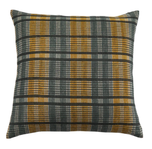 Plaid Mustard Pillow 18" x 40"