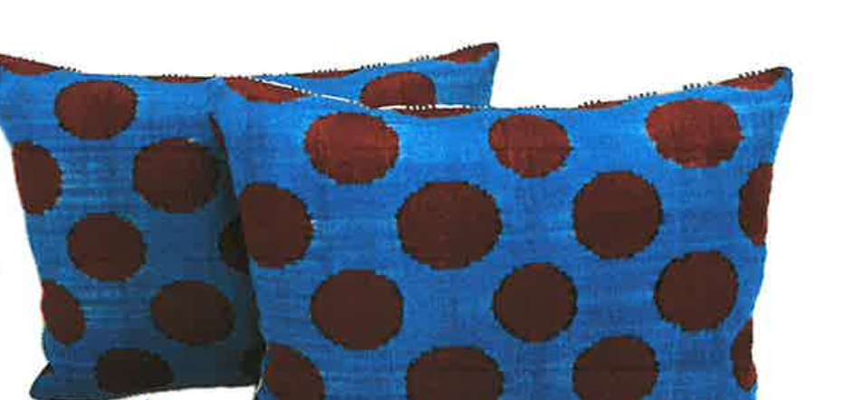 Ikat Circle and Ticking Stripe Pillows - EACH