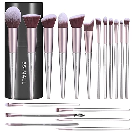 Makeup Brush Set 18 high-quality synthetic foundation concealer eyeshadow blush makeup brushes, black shell