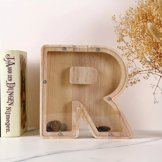 Personalized Wooden A-Z Letter Piggy Bank